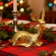 thumbnail image 6 of YZEGDCH 2Pcs Christmas Gold Reindeer Figurines, Reindeer Sculpture, Elk Statues Decor for Living Room Bedroom Bathroom Bookshelf Office, Gifts for Friends and Famliy, 6 of 9