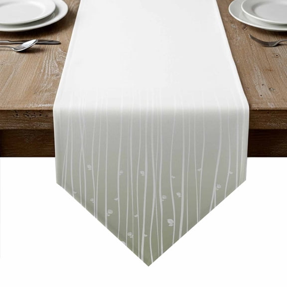 Sage Green Table Runner Linen Burlap Table Runner 72 Inches Long Floral Stripe Gradient Simple Branch Texture Dresser Scarves for Kitchen Island Coffee Dining Room Party Holiday Decoration 16"x72"