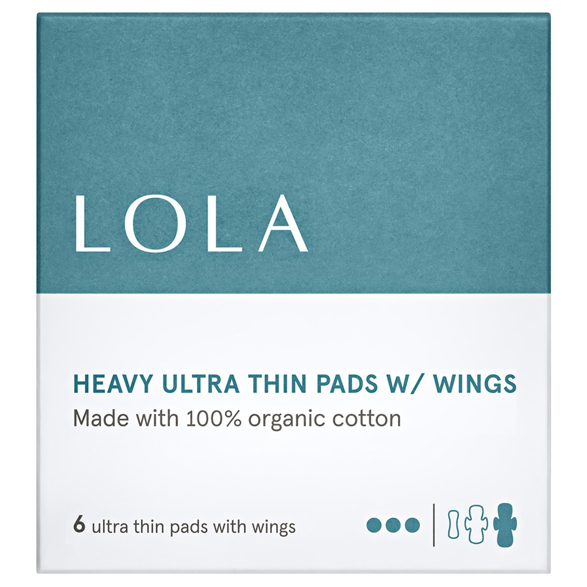 LOLA Ultra Thin Pads with Wings, Heavy, Organic Cotton Topsheet and