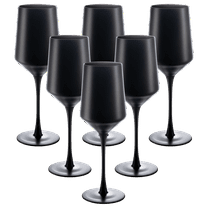 Vikko Décor Matte Black Wine Glasses | Thin, Handblown Glass – Tall, Elegant Stem – Dishwasher Safe – 11 Ounce Cup – Set of 6 Stunning Wine Glasses – 8.6” x 2.4”