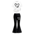 thumbnail image 3 of 2 Piece Outfits Sets Girls Short Sleeve Heart T-Shirt Top and Flared Pants Set Girls Spring Clothes Clothing for Girls 9-10 Years, 3 of 4