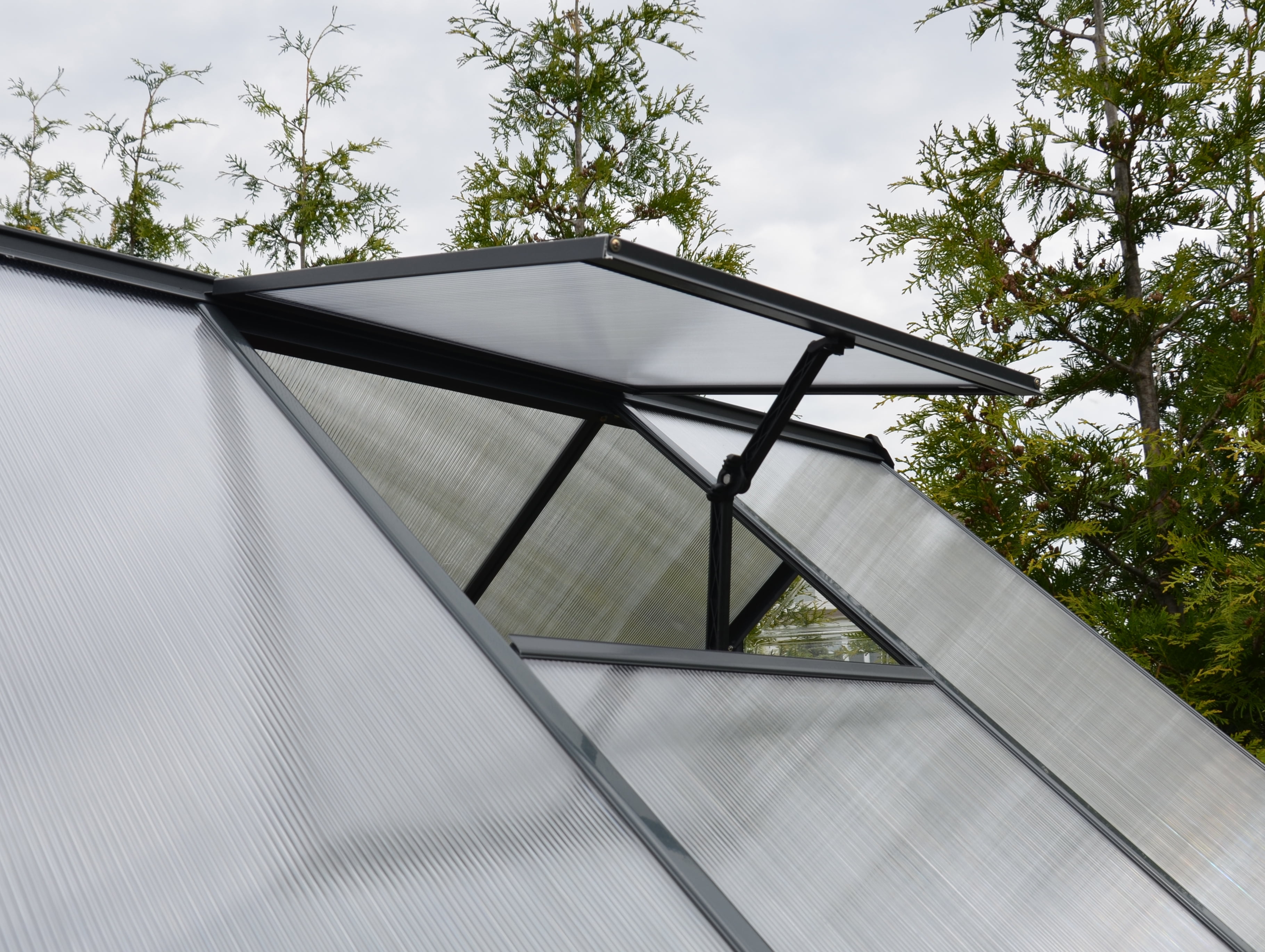 Palram - Canopia Hybrid 6' x 4' Polycarbonate/Aluminum Walk-In Greenhouse – Gray - with Roof Vent