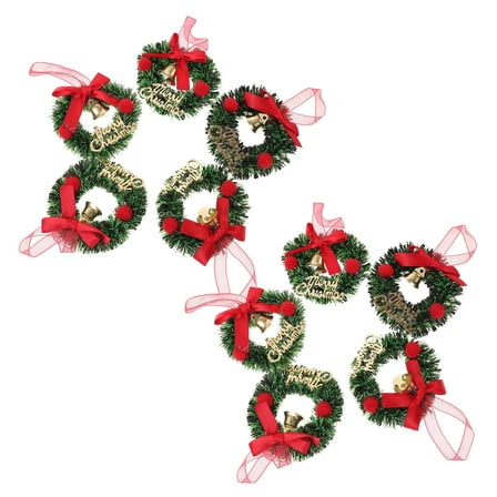 10pcs Mini Wreath Hanging Pendants Artificial Christmas Wreaths Ornaments