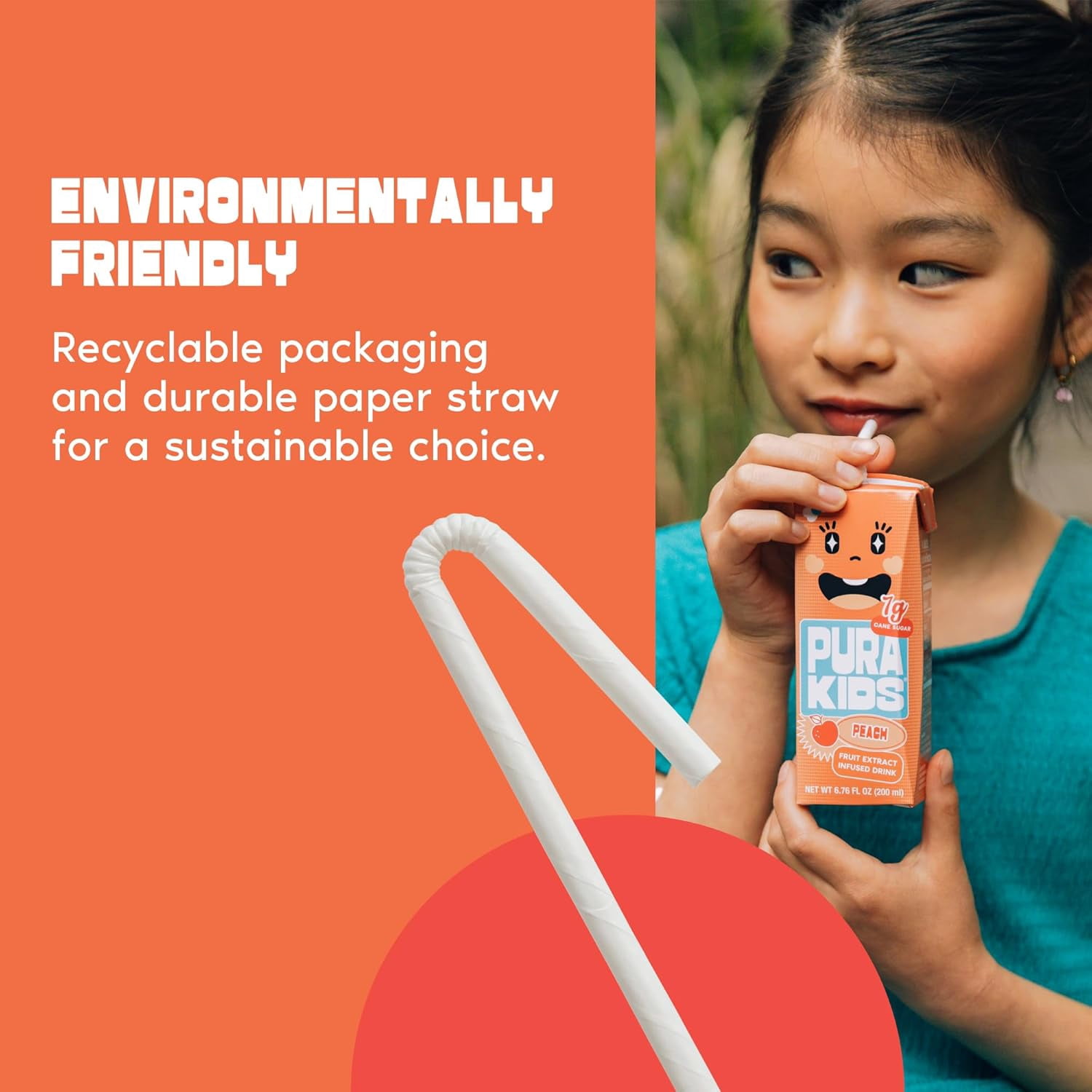 PURA Kids Box | Peach Fruit extract infused Drink for kids | 7g Pure Cane Sugar | Non-GMO | Vegan, No Artificial Sweeteners | Best Lunchbox Beverage with Paper Straw | 6.67 fl oz (200ml) Pack of 24