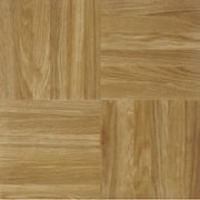 Fingers Medium Oak Vinyl Floor Tiles Self Stick Peek Flooring 12'' x 12'' 5-Pack (100 Pieces)