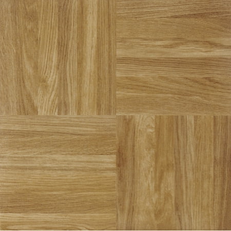 Fingers Medium Oak Vinyl Floor Tiles Self Stick Peek Flooring 12'' x 12'' 5-Pack (100 Pieces)