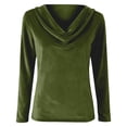 thumbnail image 4 of Dyfzdhu Long Sleeve Shirts For Women Velvet Shirts For Cowl Neck Pleated Tops Elegant Fall Ruched Long Sleeve Blouse Womens Blouses, 4 of 7