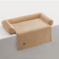 thumbnail image 3 of allisandro Calming Furniture Protector Dog Bed with Soft Neck Bolster, Waterproof Faux Fur Couch Cover with Removable Cover, 42 x 38 x 5 Inches, Light Brown, 3 of 5