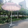 thumbnail image 4 of 8 Ribs Outdoor Beach Umbrella with Fringe Pink Stripe Outdoor Umbrellas for Patio Garden Backyard Tilt Patio Umbrellas 6ft Pool Umbrella Portable with Adjustable Height UV50+ Waterproof, 4 of 6