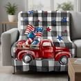 thumbnail image 2 of Independence Day Blanket Soft Cozy Warm Throw Blanket for Couch, Plush Fuzzy Flannel Fleece Blankets for Sofa, Patriotic Flag Day Red Truck Black Plaid Bed Blankets Lightweight Gifts for Men, 30"x40", 2 of 9