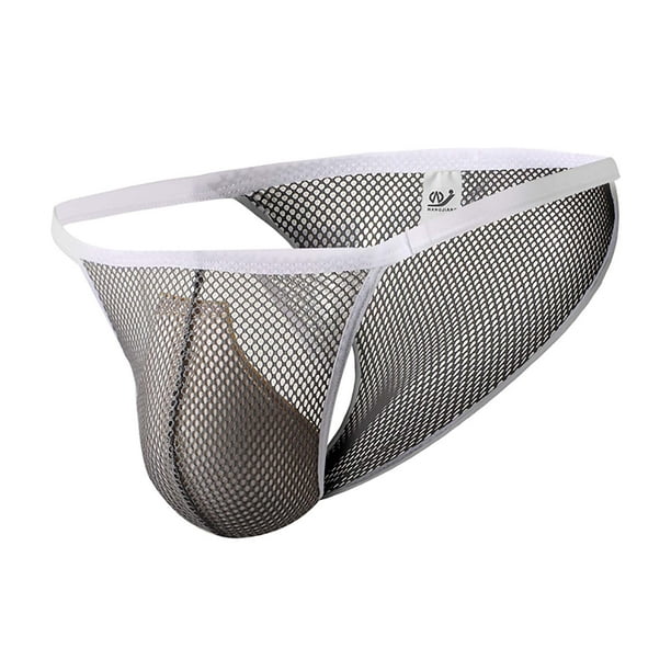Men's Thong Sexy See Through Fishnet G-String Bulge Breathable Briefs ...