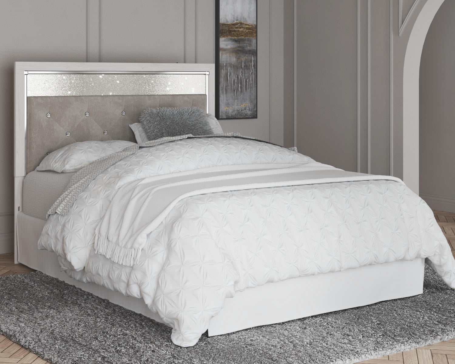Signature Design by Ashley Contemporary Altyra Queen Upholstered Panel Headboard  White