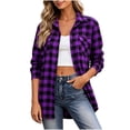 thumbnail image 2 of Caywon Women's Loose Cut Plaid Button-Up Shirt with Chest Pockets, Long Sleeve Casual Flannel Top for Fall Travel and Weekend excursions, 2 of 8
