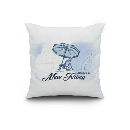Atlantic City New Jersey Beach Chair Umbrella Blue