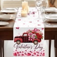 thumbnail image 3 of Table Runners 70 Inches Long Dress Scarves, Valentine's Day Farmhouse Coffee/Dining/Kitchen Table Decor, Holiday Table Runner, Pink Roses Car Love Hearts Romantic 13x70 Inch, 3 of 9