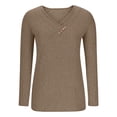 thumbnail image 6 of vigerkar Womens Long Sleeve Shirt Fall Fashion V Neck Sweater Tunic Tops Dressy Casual Work Blouse Trendy Clothing (Brown, L), 6 of 7