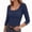 Navy, variant on Plebaso 3/4 Sleeve Tops for Women Casual Scoop Neck Slim Stretch Tee Shirts Trendy Going out T Shirts