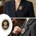 thumbnail image 2 of Vintage Cameo Brooch Pearl Embellished Badge Pin Fashionable Alloy ChestJewelry with Fastener Detail, 2 of 16