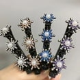thumbnail image 2 of Rhinestone Flower Hair Toothed Clip Double Layer Snowflake Crystal Barrette Zircon Hair Clips Braided Tool Women Hairpins Headwear(White), 2 of 5