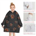 thumbnail image 6 of Black Halloween Pumpkins Blanket Hoodies for Kids 6-13YR Oversize Wearable Blanket Hoodies for Boys Girls Teens, 6 of 7
