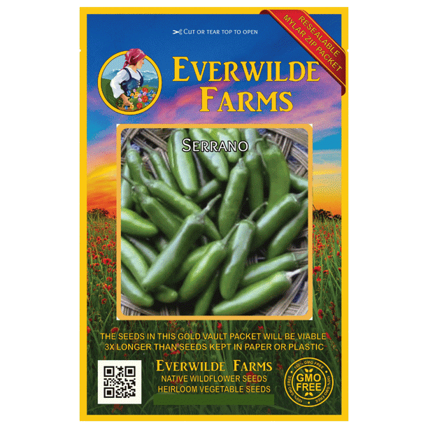 Everwilde Farms 50 Serrano Hot Pepper Seeds Gold Vault Jumbo Bulk Seed Packet Walmart Com Walmart Com