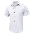 thumbnail image 4 of DPTALR George Men's Short Sleeve Casual Button Down Shirts,Textured Summer Beach Shirt with Pocket,White,Big and Tall Men XXXL, 4 of 6