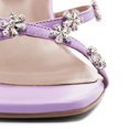 thumbnail image 3 of FSJ Women Crystal Flower Slip on Mules Open Square Toe Spool High Heels Summer Beach Party Slide Shoes Size 8.5 Lilac, 3 of 4