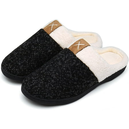 

Womens Mens Slippers Memory Foam Comfort Anti-Skid Fuzzy Plush Lining Slip On House Shoes Indoor Outdoor