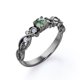 thumbnail image 4 of JeenMata Anillo de Compromiso Victoriano con 7 Piedras de 1,75 ct, Ágata Verde Musgo y Moissanita en Baño de Oro Negro de 18 K sobre Plata, 4 of 6
