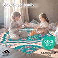 thumbnail image 4 of ODIKA 4'x6' Machine Washable Non-Slip Area Rug, Retro Mosaic Dreamscape Featuring Interlocking Floral Motifs High Traffic Rug, Teal, 448174, 4 of 5