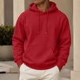 thumbnail image 2 of UDAUDU Mens Fleece Hoodie Long Sleeves Casual Pullover Drawstring Hooded Sweatshirt with Kangaroo Pocket Cozy Basic Hoodies for Men Red L, 2 of 9