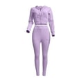 thumbnail image 6 of Usmixi Tracksuits Set for Women Women Cropped Sweatshirt Coat 2 Piece Outfits Full Zipper Hooded Coat and Elastic Waist Pant Sweatsuit Sets with Pocket Casual Solid Lounge Sets Under $10, 6 of 6