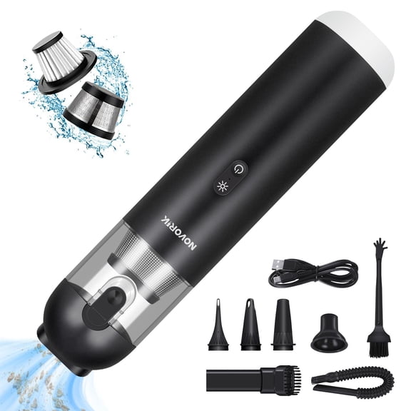 NOVORIK Cordless Handheld Vacuum Cleaner 15000Pa, Portable Car Vacuum with HEPA Filter, Rechargeable Mini Vacuum for Car, Home, Pet Hair, Wet Dry Cleaning, Blower & Inflator