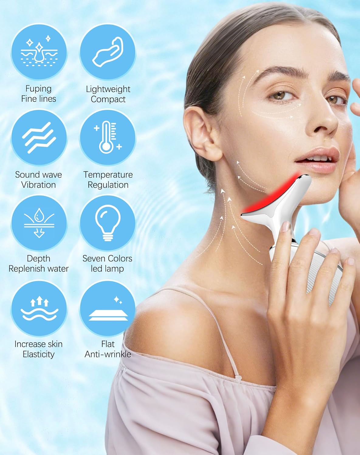 Aurora Skin 7-in-1 LED Facial Sculptor, 2026 New Aurora Facial Sculptor for Face and Neck, Portable Beauty Skin Care Tools, Aurora Skin Facial Massager for Skin Care, Firming, Smoothing