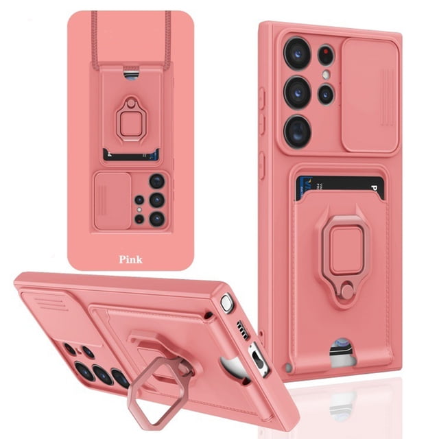 Aqestyerly S25 Ultra Phone Case - Sliding Camera Cover,Military-Grade Shockproof Protective Case with Lanyard
