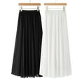 thumbnail image 4 of BAETEUY Women Chiffon Skirt Elastic High Waist Pleated Ankle-Length Skirt Solid Color Flowy Hem Long Skirt Daily Wear, 4 of 8