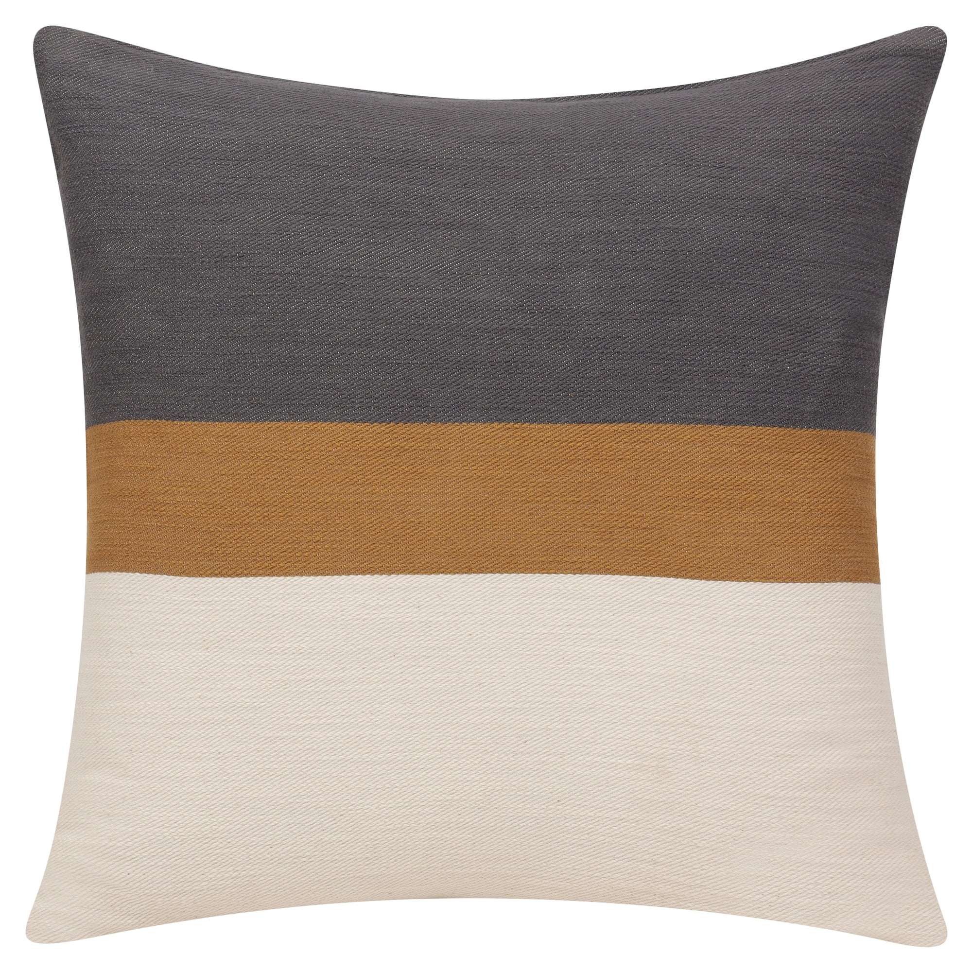 Ox Bay Xander 20" x 20" Gray/Ivory Striped Cotton Reversible Adult Decorative Throw Pillow