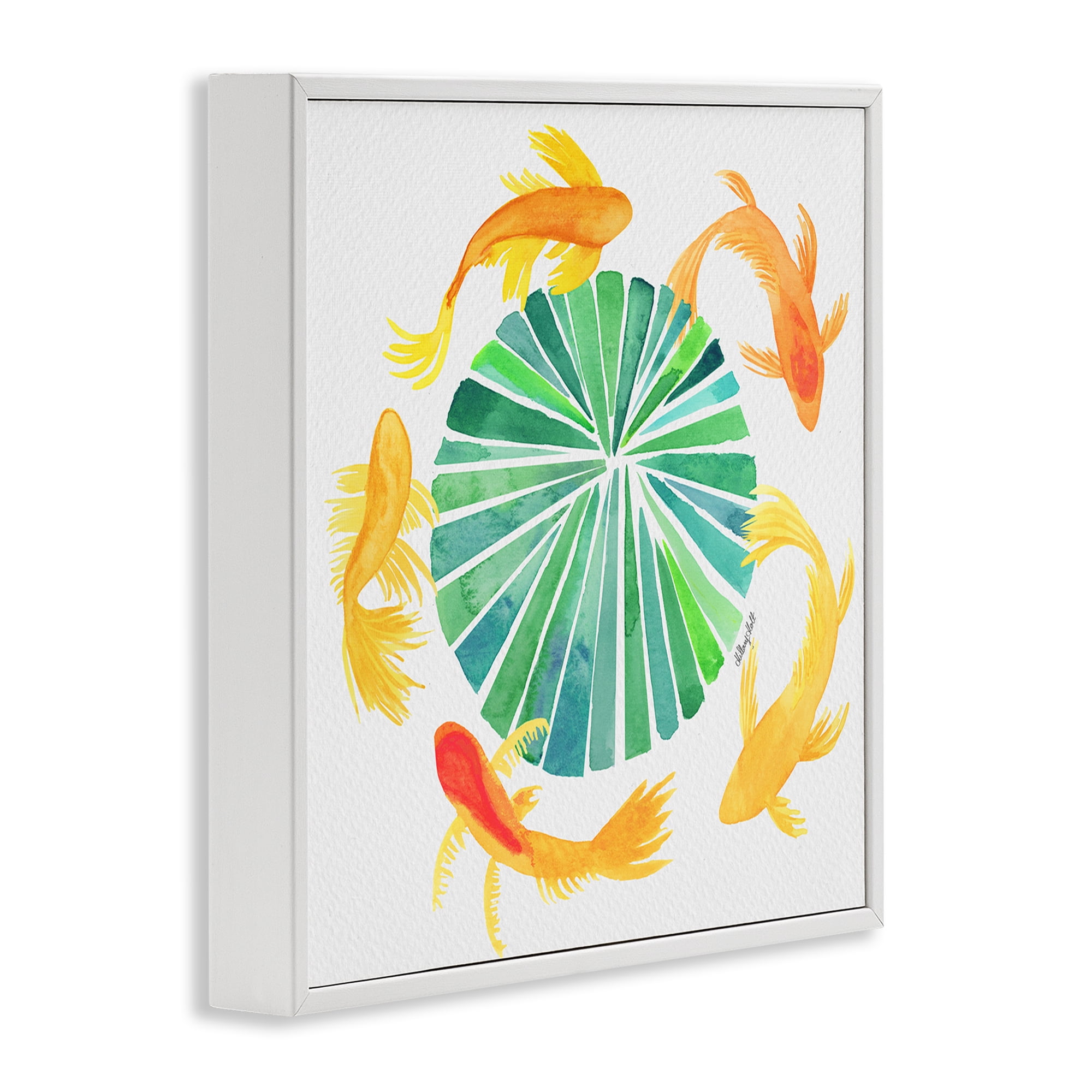 Stupell Industries Lotus Garden Orbital Fish White Framed Giclee Art, design by Hillary Holt