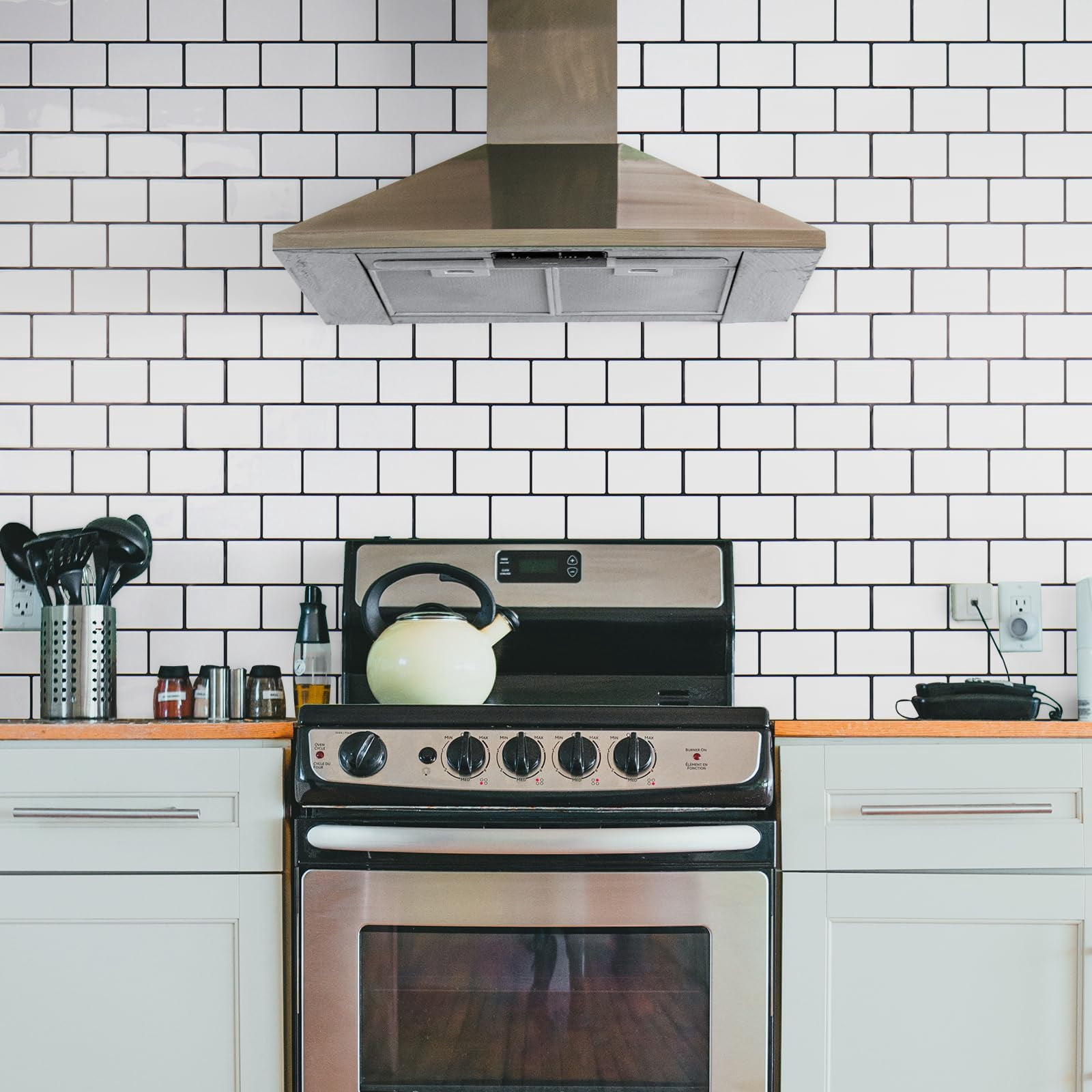 Peel And Stick Backsplash  White Subway Tile On For Kitchen (pack Of 1 Thicker Design)