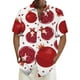 thumbnail image 1 of Camisa De Botones Para Hombre Camisa de manga corta de playa estampada a la moda para hombre (Red, XL), 1 of 4