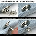 thumbnail image 4 of Nvzi 8 Sets Button Pins for Jeans No Sew, Pant Button Pins Adjustable Replacement Clips Adjuster Snap, No Tools Require Reduce Too Big Pants Waist Size Instant Make Tighter-Silver, 4 of 4