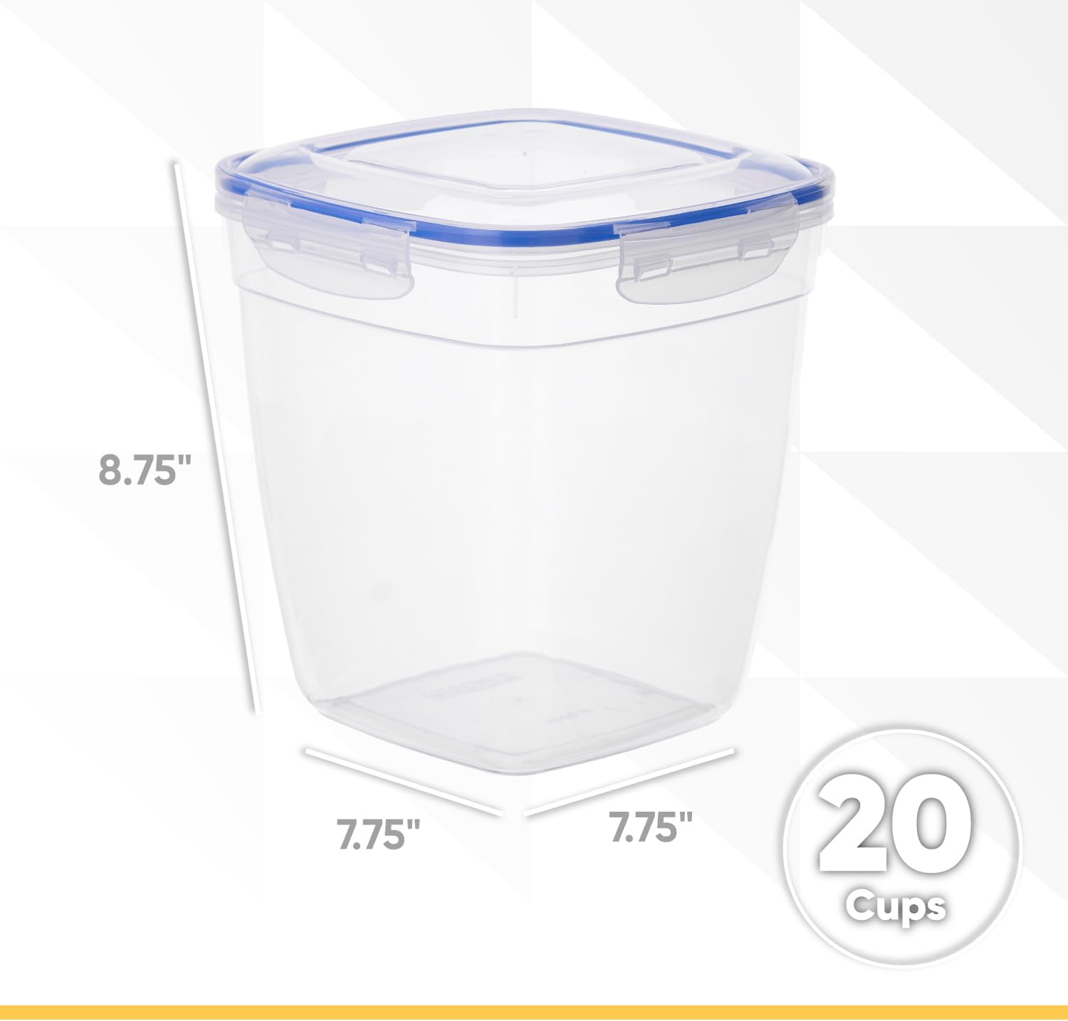 Superio Plastic Food Storage Containers with airtight Lid for Pantry, Fridge- BPA Free, Leakproof Sealed Container- Microwave, Dishwasher and Freezer Safe, Clear (20 Cup- 4 Pack)