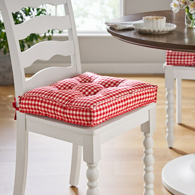 The Pioneer Woman Red White Gingham Chair Cushion, 17