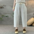 thumbnail image 3 of Womens Cotton Capri Pants Summer Drawstring High Waisted Loose Fit Capris Pant with Pockets Casual Solid Color Capris, 3 of 3