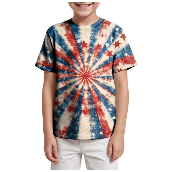Gubotare Boys American Flag Shirt Toddler Shirt for Boys T-Shirt Kids Sunday Athletic Outfit Funny Print Summer Tee Tops ( Red,Size 12-13 Years)