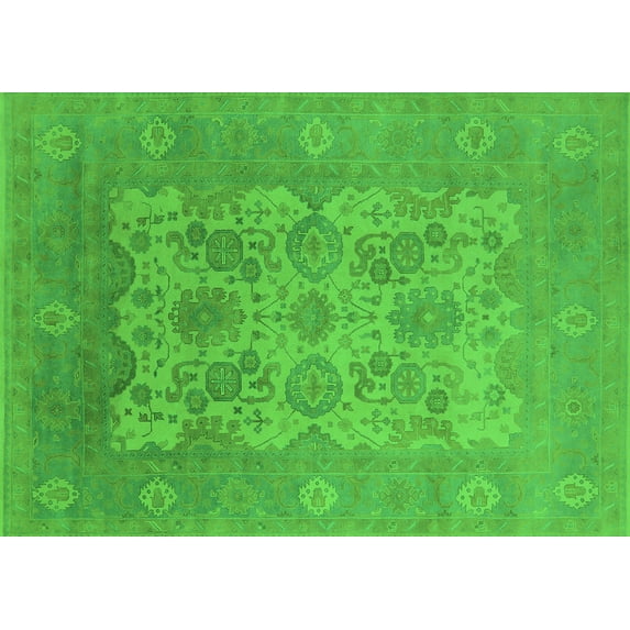 Ahgly Company Indoor Rectangle Oriental Green Industrial Area Rugs, 2' x 5'