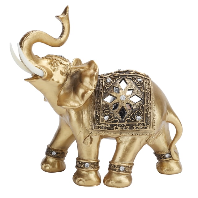 Estatua de elefante dorado, escultura, decoración, hogar, Bar, oficina, decoración artesanal, regalo