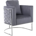 thumbnail image 1 of Meridian Furniture Casa Gray Velvet Upholstereded Chair, 1 of 10