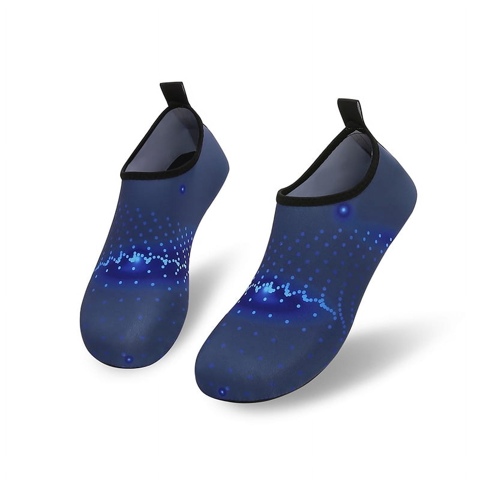 Men and Women a Slip On Barefoot Quick-Dry Beach Aqua Yoga Water Shoes (Glowing Dots/Navy, 11-12 Women/9.5-10 Men)