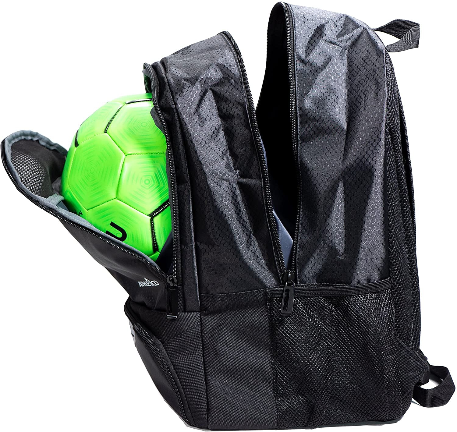 EULANT Soccer Bag Black Backpack for Soccer Baskestball Volleyball Football Handball Yoga Gym Waterproof Foldable Sports Sackpack with Shoes & Ball Holder Compartment for Youth Adults 